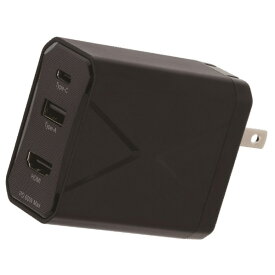 グリーンハウス マルチドック充電器 3ポート 60W USB Type-Cケーブル付き ブラック GH-ACU3PA-BK [GHACU3PABK]