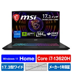 MSI ノートパソコン Katana 17 B13V ブラック KATANA17-B13VFK-4334JP [KATANA17B13VFK4334JP]