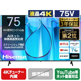 ハイセンス 75V型4Kチューナー内蔵4K対応液晶テレビ E6Nシリーズ 75E6N [75E6N]【RNH】【DCSP】