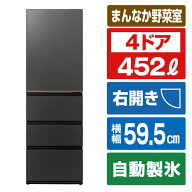 AQUA 【右開き】452L 4ドア冷蔵庫 Delie(デリエ) マットクリアブラック AQR-VZA45R(K) [AQRVZA45RK]【RNH】