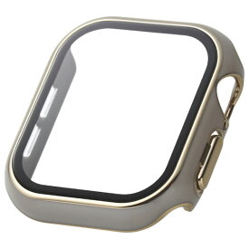 エレコム Apple Watch Series 10(42mm)用フルカバーケース プレミアムガラス/高透明/ゴールドライン &me グレージュ AW-24BFCGJGB [AW24BFCGJGB]