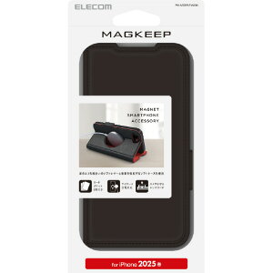 �G���R�� iPhone 16e�p�\�t�g���U�[�P�[�X ���^ ���Εt MAGKEEP �u���b�N PM-A25SPLFMGBK [PMA25SPLFMGBK]