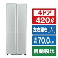 AQUA 420L 4ドア冷蔵庫 TZシリーズ サテンシルバー AQR-TZ42R(S) [AQRTZ42RS]【RNH】【MAYP】