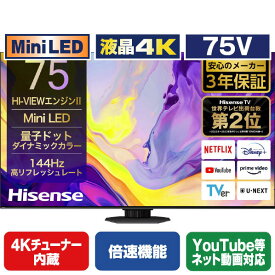 ハイセンス 75V型4Kチューナー内蔵4K対応液晶テレビ U9Nシリーズ 75U9N [75U9N](75型/75インチ)【RNH】