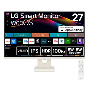 LGGNgjNX 27^ LG Smart Monitor 1920×1080/100Hz/IPS/webOS/sRGB 99%/HDR/A`OA/Miracast/AirPlay/HDMI×2/USB×2/Wi-Fi 5/Bluetooth5D0/5W+5W Xs[J[/tbJ[Z[t/ACPA[h 27U511SA-W [27U51