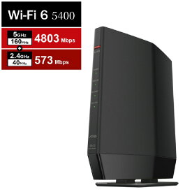 バッファロー 無線LAN親機11ax/ac/n/a/g/b 4803+573Mbps ブラック WSR-5400AX6P-BK [WSR5400AX6PBK]【RNH】