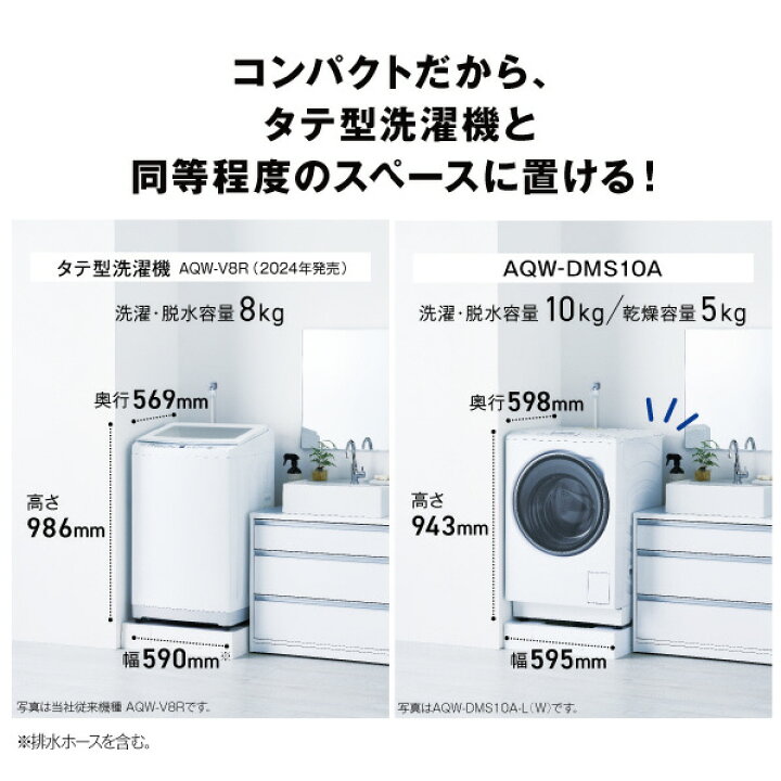 楽天市場】AQUA 【右開き】10．0kgドラム式洗濯乾燥機 ホワイト AQW 