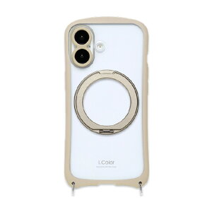 NATURAL�@design iPhone17�p �w�ʌ^�P�[�X I�DCOLOR+ �x�[�W�� IP25-61-ICMG04 [IP2561ICMG04]