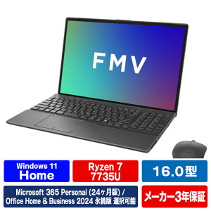 �x�m�� 16�^WUXGA/Ryzen7/Radeon 680M/������32GB/��512GB SSD/DVD/WiFi 7 e angle select FMV Note A �u���C�g�u���b�N FMVA77K3B5 [FMVA77K3B5]�yRNH�z