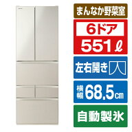 東芝 551L 6ドア冷蔵庫 サテンゴールド GR-A550FH(EC) [GRA550FHEC]【RNH】