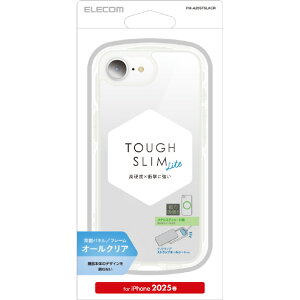 �G���R�� iPhone17e/16e�p TOUGH SLIM LITE �P�[�X �I�[���N���A ���^���X�e�b�J�[�t �N���A PM-A25STSLACR [PMA25STSLACR]