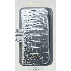 GUESS iPhone 14�p�N���R�� �蒠�^�P�[�X �V���o�[ GUBKP14SHGCRHS [GUBKP14SHGCRHS]