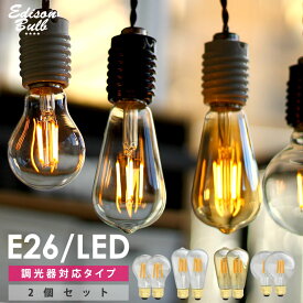 【2個セット】【調光器対応】エジソンバルブ LED 口金E26 エジソン電球 おしゃれ電球 裸電球　エジソンランプ 電球色
