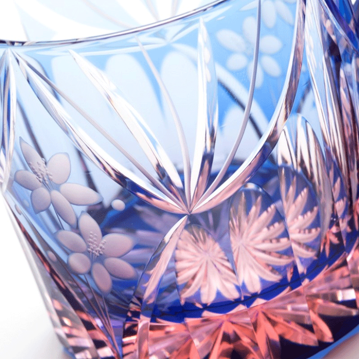 花籠文様 ミニオールド　硝子　グラス　　　M-3067-BP M-3067-BP 花籠文様 ミニオールド – 硝子工房 彩鳳