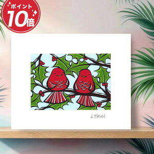 �y���r���[���T����z�w�U�[ �u���E�� Holiday Birds 20.3cm×25.4cm 27.8cm×35.5cm �G�� �C���e���A �A�[�g�p�l�� ���_�� ���� �A�[�g �G ���_���A�[�g ������� �Q�� �Ǌ|�� ���킢�� ���� �n���C �C 