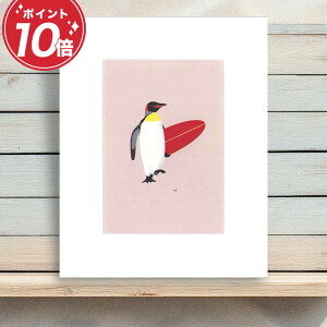 �y���r���[���T����z�T�[�t�B�� �G�� �}�b�g�v�����g Surfing Penguin 25.4cm×20.3cm 35.5cm×27.8cm �C���e���A �A�[�g�p�l�� ���_�� ���� �A�[�g �G ���_���A�[�g ������� �Q�� �Ǌ|�� ���킢�� ��