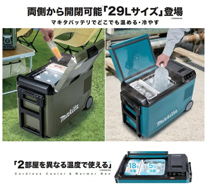 楽天市場】マキタ 冷温庫 CW004GZO + BL4080Fx2 + DC40RB 充電式保冷温  