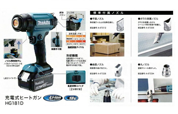楽天市場】マキタ HG181DZK + BL1860B + DC18RF 18V充電式ヒートガン 