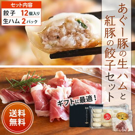 【あぐー豚の生ハムと紅豚餃子セット】 送料無料 父の日 ギフト お中元 お歳暮 お年賀 贈り物 酒のつまみ 生ハム 沖縄土産 アグー 生ハム 切り落とし ｜ギフトセット｜