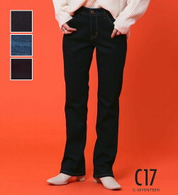 【C17公式】BODY FIREストレートデニムパンツ【暖】 C-17 シーセブンティーン 暖かパンツ 秋冬用 ストレッチデニム ジーパン レディース カラーパンツ