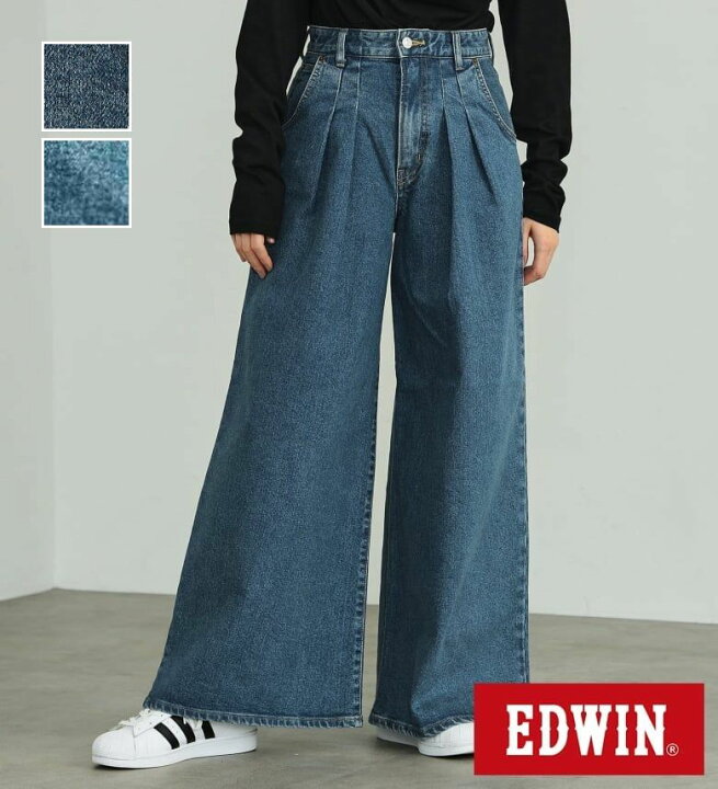 楽天市場】【エドウイン公式】essentials タックワイドデニムパンツ 