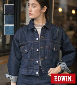 【エドウイン公式】EDWIN LADIES 503 ショートデニムジャケット Gジャン EDWIN エドウィン レディース アウター 羽織り