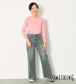 【サムシング公式】【低身長さん向け】ワイドパンツ SOMETHING ストレッチデニム ジーンズ ジーパン パンツ レディース SXS05-82