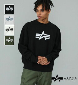 【アルファ公式】【SALE★50％OFF】Aマークブランドロゴプリント クルーネックスウェット ALPHA INDUSTRIES