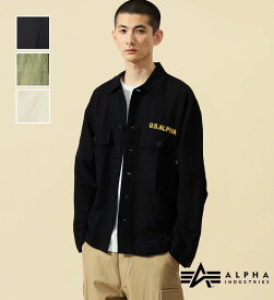 【アルファ公式】ユーティリティリネンシャツ 長袖 ALPHA INDUSTRIES