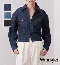 【ラングラー公式】Wrangler CROPPED ZIP JACKET / クロップドジップデニムシャツジャケットレディース Lady Wrangler 軽アウター