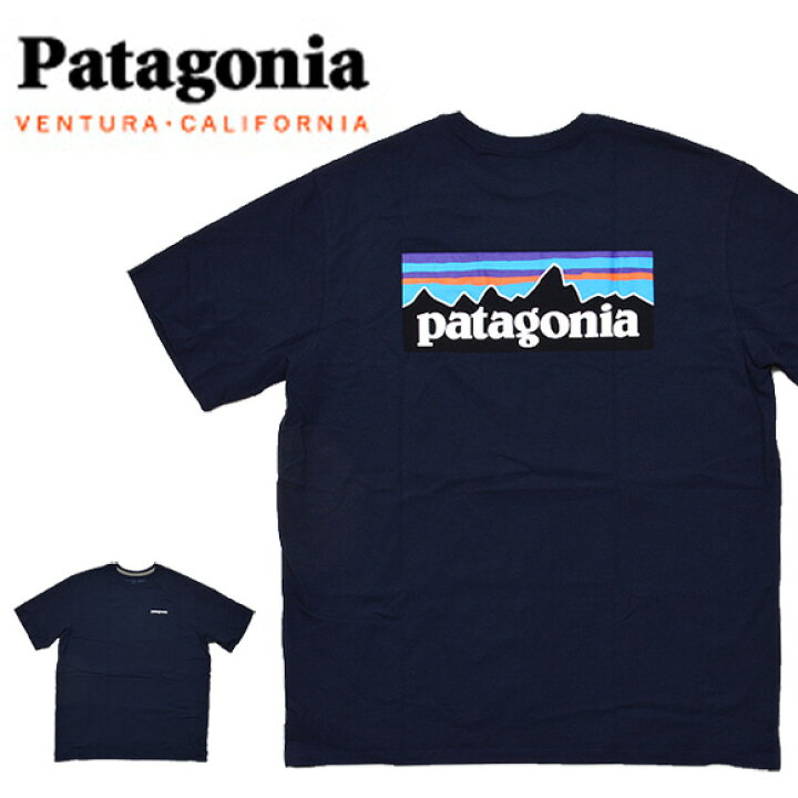 楽天市場 メール便配送 Patagonia パタゴニア Tシャツ Patagonia ロゴ メンズ P 6ロゴ レスポンシビリティー Tシャツ ネイビー 紺 大きいサイズ Base ベース