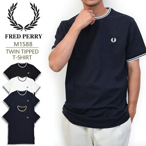�t���b�h�y���[ T�V���c ���� �����Y FRED PERRY M1588 M1588V �c�C�� �e�B�b�v�h ����T�V���c TWIN TIPPED T-SHIRT �N���[�l�b�N