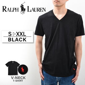 ラルフローレン Tシャツ メンズ Vネック 半袖 ブランド POLO RALPH LAUREN RL66 無地 綿100% 黒 白 ポニー ロゴ 刺繍