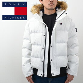 【最大2000円オフクーポン スーパーSALE】TOMMY HILFIGER トミーヒルフィガー ダウンジャケット 159AP863 WHITE 中綿ジャケット アウター メンズ USAモデル スノーケルフーディー パファージャケット 大きいサイズ