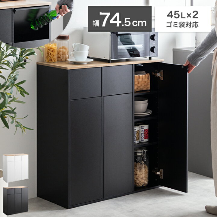 楽天市場】45L ゴミ箱 2連 分別 45リットル 収納付き フタ付き 