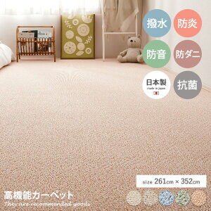 江戸間6帖 ラグ 抗菌 畳 防炎加工 防臭 ダニ 撥水 はっ水 防音 子供 キッズ 赤ちゃん ペット 汚れにくい お手入れ簡単 日本製 made in japan ループパイル ホット 床暖房対応 261×352 ふかふか