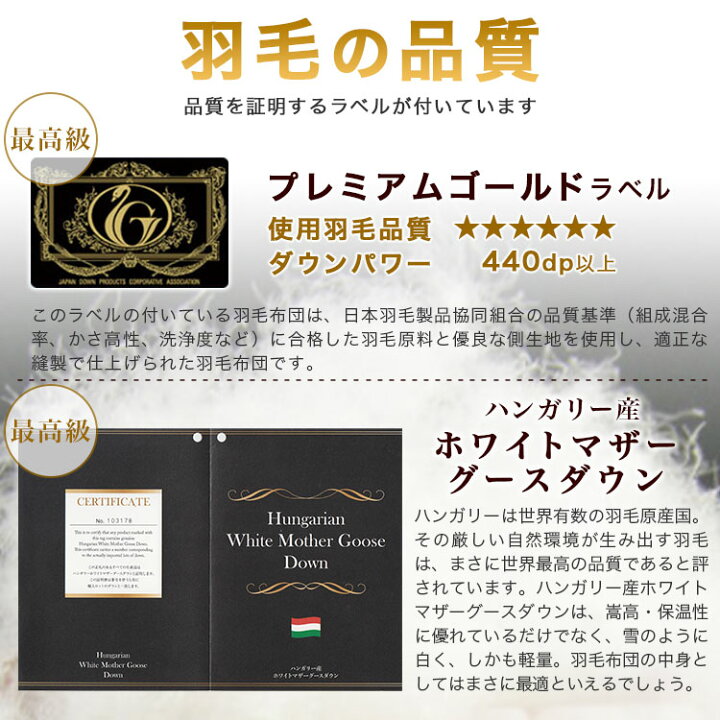 楽天市場】長身用 羽毛掛布団 プレミアムゴールド ポーランド産マザー 