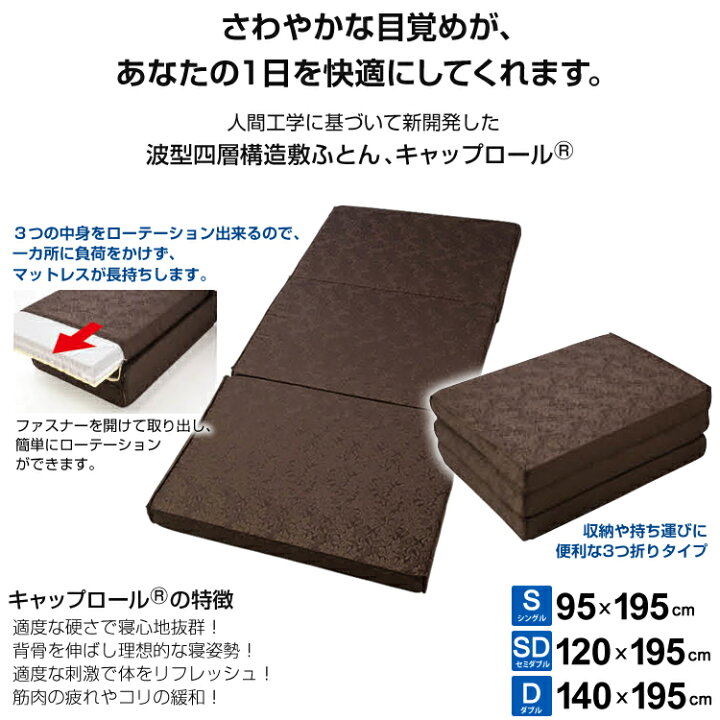 楽天市場】新型 キャップロール 縁 えにし 波型四層構造敷ふとん 