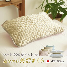 寝ながら美活まくら 女性用 低め枕 と シルク 枕パッド で首のしわ予防とヘアケア 高さ4.5cm 7cm