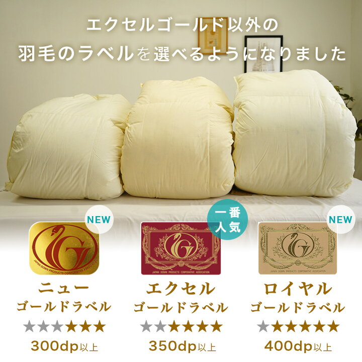 楽天市場】羽毛布団セット エクセルゴールドラベル 付 ダウン93% 羽毛  
