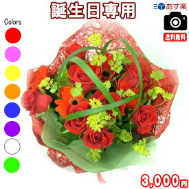 土日祝も営業！大人気！誕生日専用フラワー3,000円【送料無料】【あす楽対応】【画像閲覧OK！】【メッセージカード付き】【楽ギフ_メッセ】【アレンジ 花束 プリザ プレゼント】