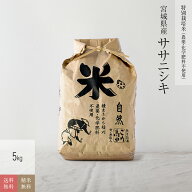 無農薬 玄米 米 5kgササニシキ 宮城県産 特別栽培米 令和7年産 送料無料
