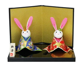 【おひなさま】和紙 うさぎびな（大）台付 箱入り（雛祭 ひな祭り お雛様 桃の節句 インテリア おひな様）20387