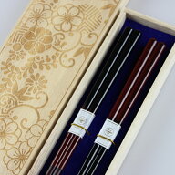 食洗機対応 国産 夫婦箸 JAPAN デザイン桐箱入り (大岸) 日本製 若狭箸 御祝 結婚祝い 記念日 母の日 父…