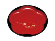 トレー カフェ 丸盆 お盆 トレー おしゃれ おぼん【φ23cm】紀州漆器 7.5 梅型盆 朱 梅に松葉 25-16-5 と…