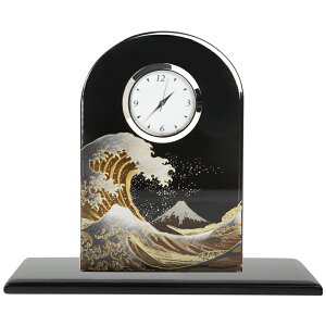 蒔絵 ガラス置き時計 浪裏 (化粧箱入り)