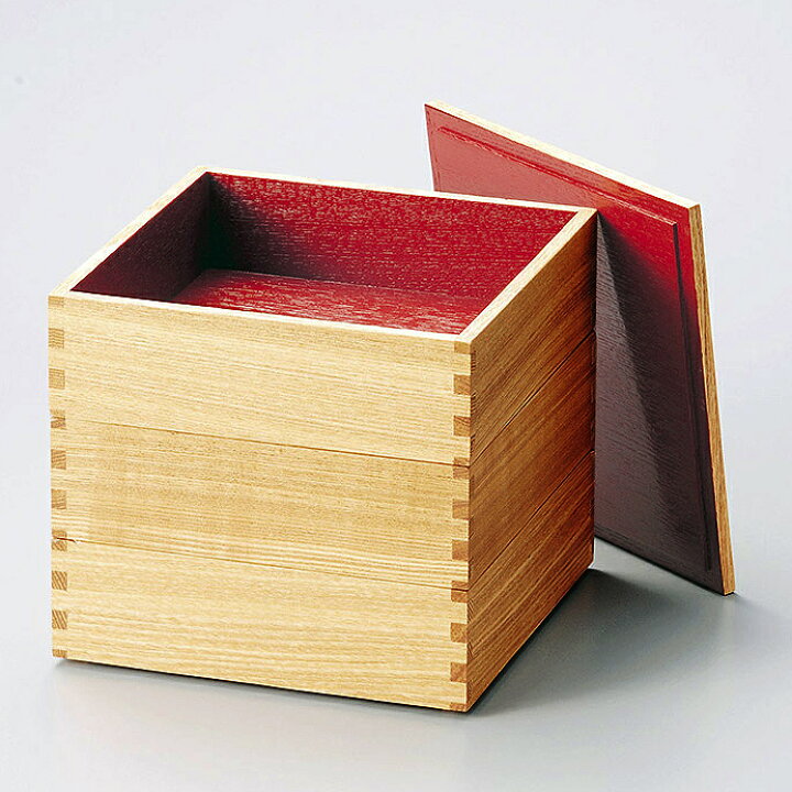 楽天市場】重箱 3段 おしゃれ 木製 松屋漆器店【松屋漆器店 白木塗 