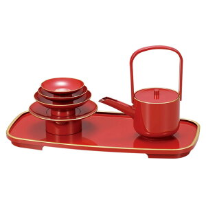 小判屠蘇器 朱渕金塗 屠蘇器 セット 溜塗 金縁 お屠蘇 正月 祝い膳 日本製 上品 シンプル 迎春 伝統工芸