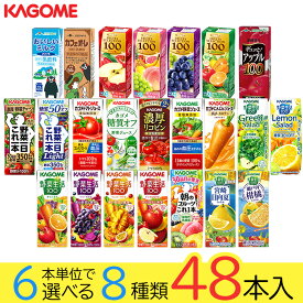 野菜ジュース 野菜生活 カゴメ エルビー果汁100％ジュース48本 23種類から8種類も選べる福袋♪(8種類×6本)