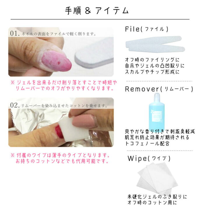 楽天市場 8点セット ジェルネイル オフ ケア セット 60m 簡易説明書付 日本製 リムーバー ファイル メタルプッシャー キューティクルオイル ジェルネイル用品ならイイネイル